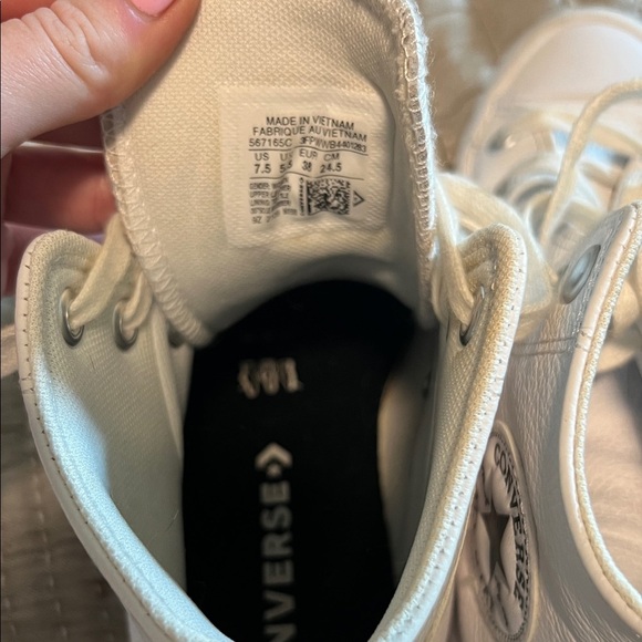 Converse All White Leather High-Tops - Picture 3 of 4